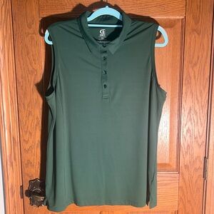 Quarter button collared deep green shirt